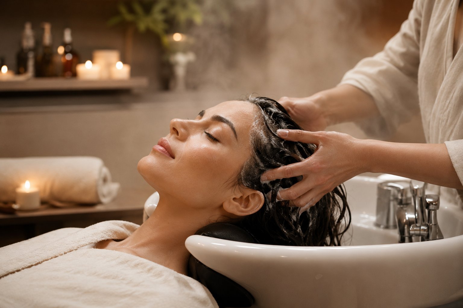 Relaxing head spa scalp massage at BeHairppy KL Gateway