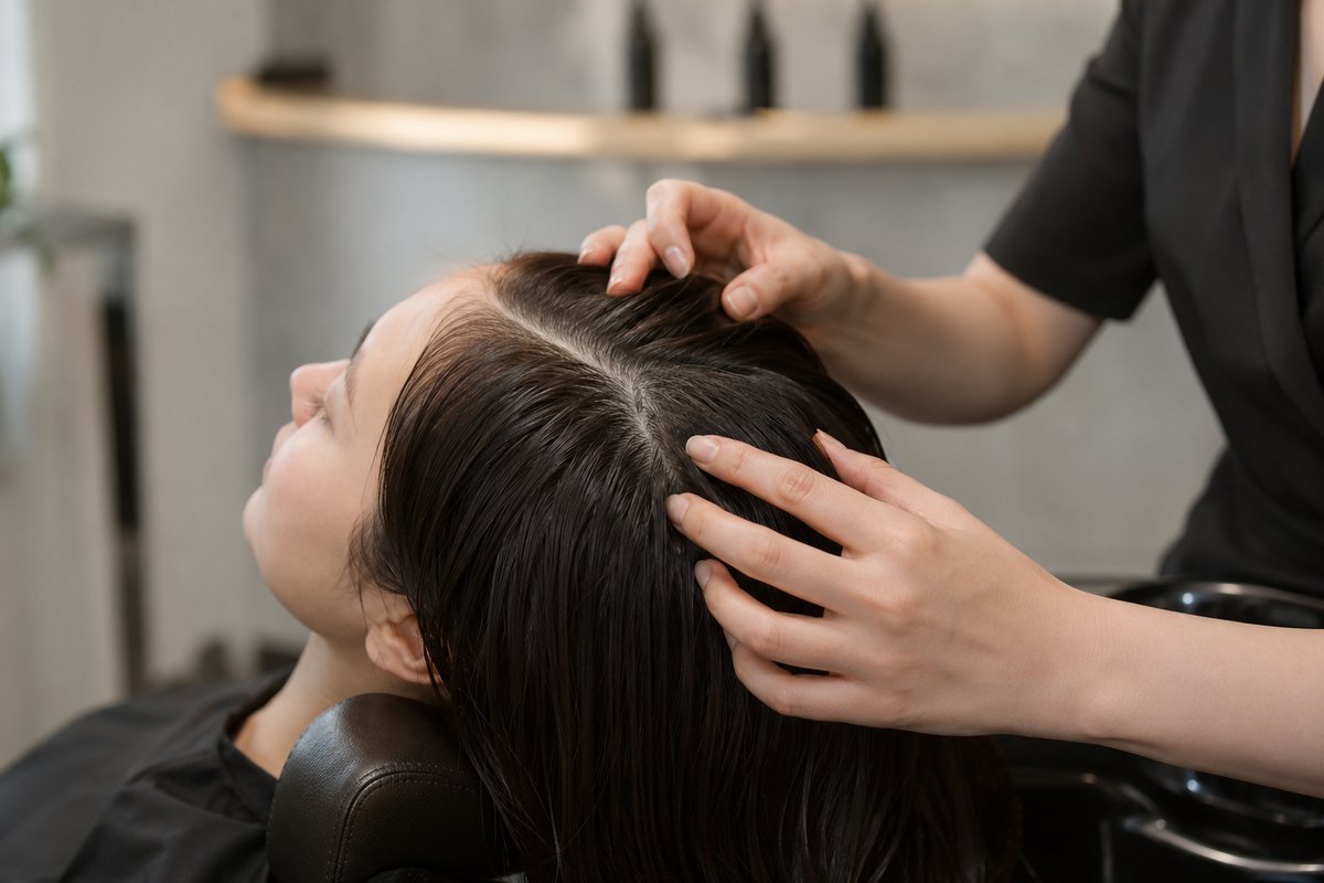 Scalp consultation before a head spa treatment in Kuala Lumpur