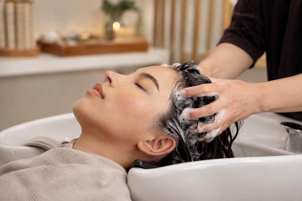 Scalp detox and deep cleanse during a head spa treatment